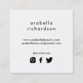 ピンクの金ゴールドおよび黒い花柄|の会合媒体アイコン スクエア名刺 (裏面)