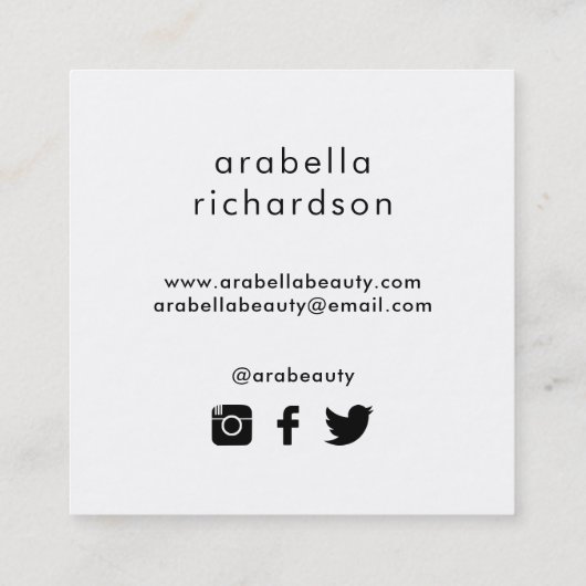 ピンクの金ゴールドおよび黒い花柄|の会合媒体アイコン スクエア名刺 (裏面)