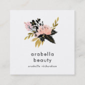 ピンクの金ゴールドおよび黒い花柄|の会合媒体アイコン スクエア名刺 (正面)