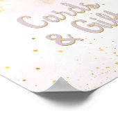 ピンクの金ゴールドが月と星の赤ちゃんシャワーのサイン ポスター (角)