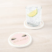 ピンクの金ゴールドきらびやかな黒まつ毛 コースター (側面)