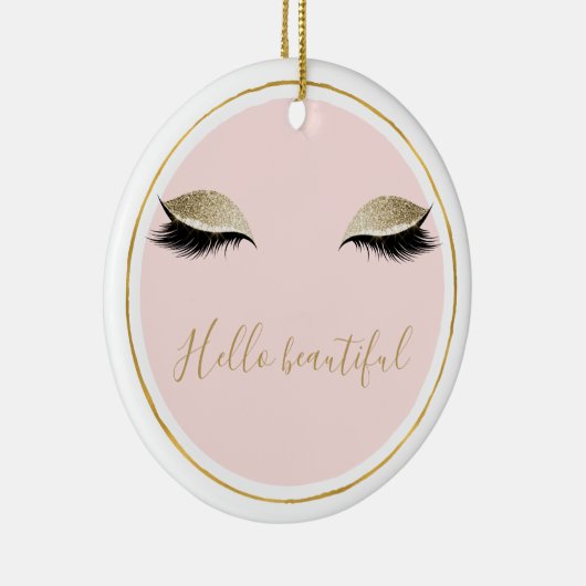 ピンクの金ゴールドきらびやかな黒まつ毛 セラミックオーナメント (右)