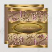 ピンクの金ゴールドすべての行事パーティの招待状 招待状 (正面/裏面)