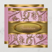 ピンクの金ゴールドすべての行事パーティの招待状 招待状 (正面/裏面)