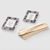 ピンクの金ゴールドと海軍の熱帯葉国の結婚式プログラム ハンドファン (組立なし)