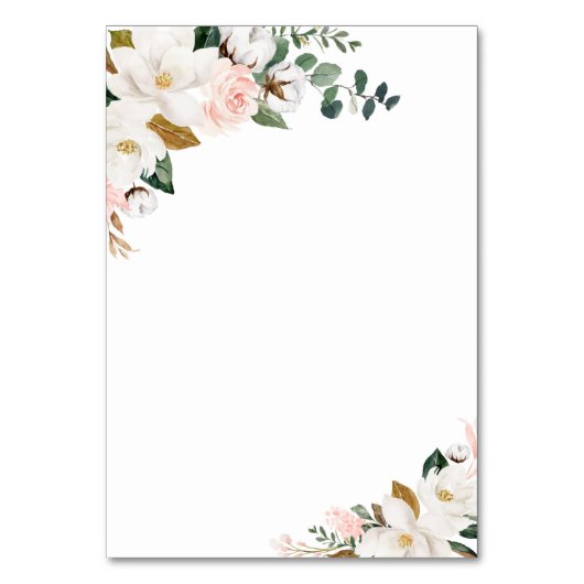 ピンクの金ゴールドと白のフローラ結婚のエンクロージャカード テーブルナンバー (裏面)