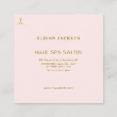 ピンクの金ゴールドと白髪のサロングラム美容師 スクエア名刺 (裏面)