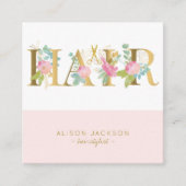 ピンクの金ゴールドと白髪のサロングラム美容師 スクエア名刺 (正面)