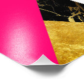 ピンクの金ゴールドと黒の大理石の正方形の写真プリント フォトプリント            (角)