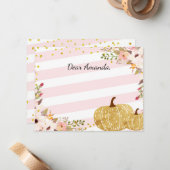 ピンクの金ゴールドのカボチャタイムカプセルのメッセージカードのゲストブック ノートカード (正面/裏面インサイチュ)