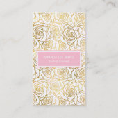 ピンクの金ゴールドのバラ 名刺 (正面)