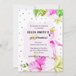 ピンクの金ゴールドのフラミンゴのプリンセスの熱帯菓子16 招待状