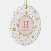 ピンクの金ゴールドの冬のOnederlandの誕生会の好意 セラミックオーナメント (右)