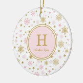 ピンクの金ゴールドの冬のOnederlandの誕生会の好意 セラミックオーナメント (左)