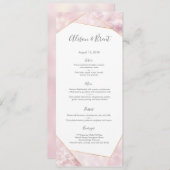 ピンクの金ゴールドの幾何学的な結婚式のメニューまたはプログラム・カード メニュー (正面/裏面)