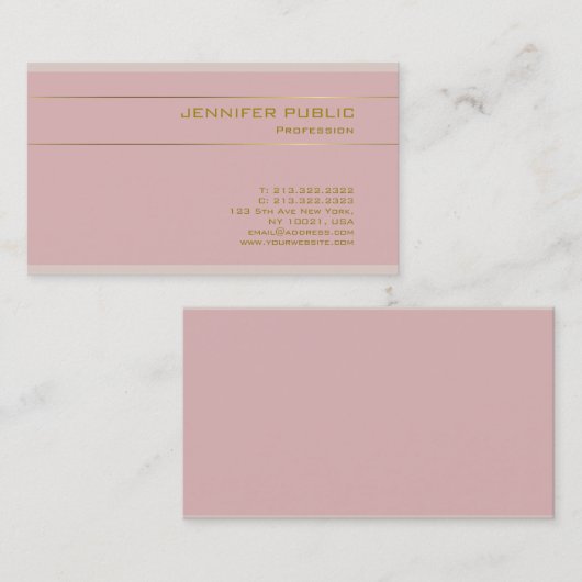ピンクの金ゴールドの文字のエリートのテンプレートの優れた絹のエレガント 名刺 (正面/裏面)