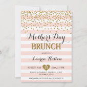 ピンクの金ゴールドの母の日のブランチのエレガントでモダンな上品 招待状 (正面)