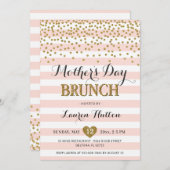 ピンクの金ゴールドの母の日のブランチのエレガントでモダンな上品 招待状 (正面/裏面)