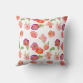 ピンクの金ゴールドの水彩画の花柄愛 クッション (裏面)