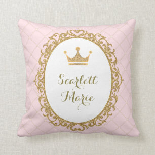 ピンクの金ゴールドの王室のなプリンセスの王冠の子供部屋の装飾 クッション