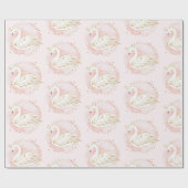 ピンクの金ゴールドの白鳥のプリンセスのベビーシャワーの誕生会 ラッピングペーパー (フラット)