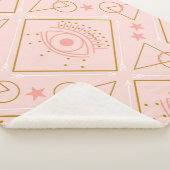 ピンクの金ゴールドの目：幾何学的シームレスなデザイン シェルパブランケット (3/4)