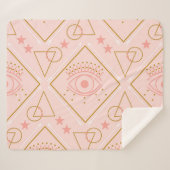 ピンクの金ゴールドの目：幾何学的シームレスなデザイン シェルパブランケット (正面(横))
