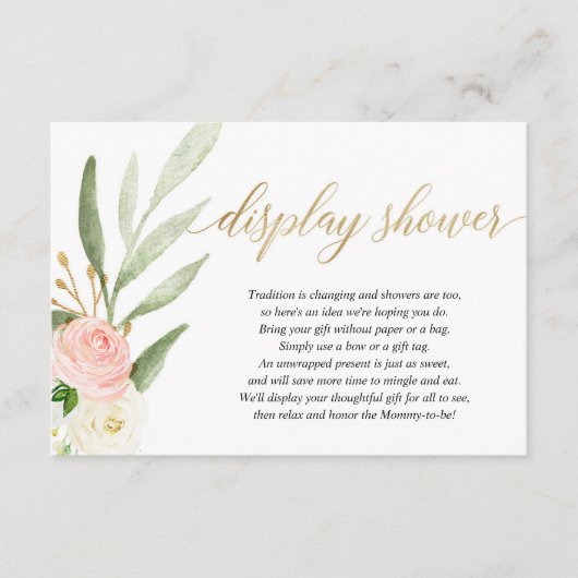 ピンクの金ゴールドの緑の表示シャワー女の子の赤ちゃんシャワー エンクロージャーカード (正面)