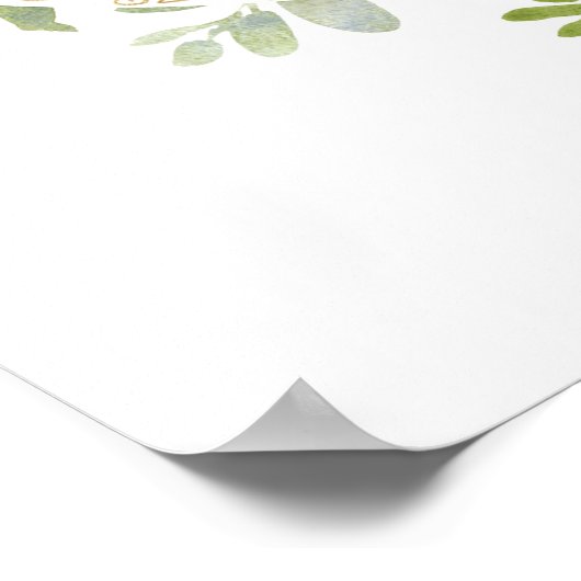 ピンクの金ゴールドの緑の赤ちゃんシャワー歓迎サイン ポスター (角)