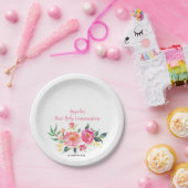 ピンクの金ゴールドの花のシックなパーティーの紙皿 ペーパープレート (パーティー)