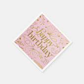 ピンクの金ゴールドの豪華な豪華なエレガント誕生日 スタンダードカクテルナプキン (角)