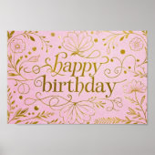 ピンクの金ゴールドの豪華な豪華なエレガント誕生日 ポスター (正面)