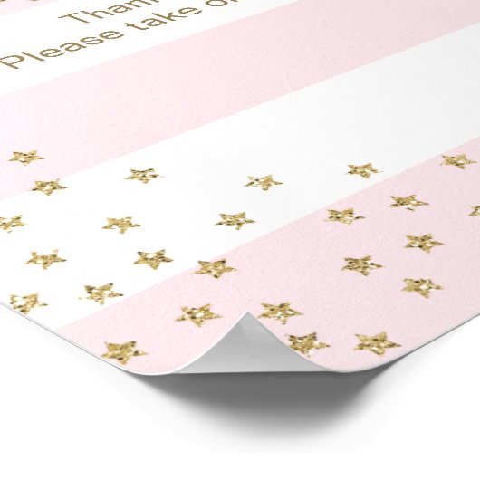 ピンクの金ゴールドの赤ちゃんシャワーの装飾は、テーブルの看板ピンク ポスター (角)