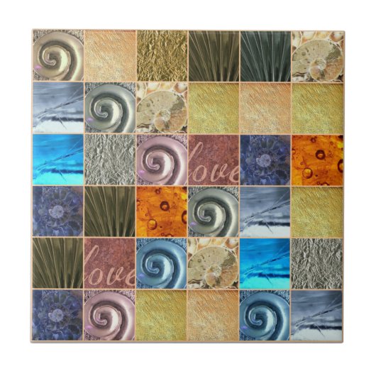 ピンクの金ゴールドの銀の青銅の金属愛モザイク タイル (正面)