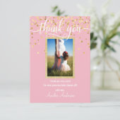 ピンクの金ゴールドはベビーシャワーの女の子|の写真感謝していしています サンキューカード (スタンド正面)