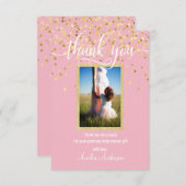 ピンクの金ゴールドはベビーシャワーの女の子|の写真感謝していしています サンキューカード (正面/裏面)