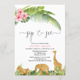 ピンクの金ゴールドをすすめ、サファリのジャングルでの出会い 招待状