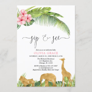 ピンクの金ゴールドをすすめ、サファリのジャングルでの出会い 招待状