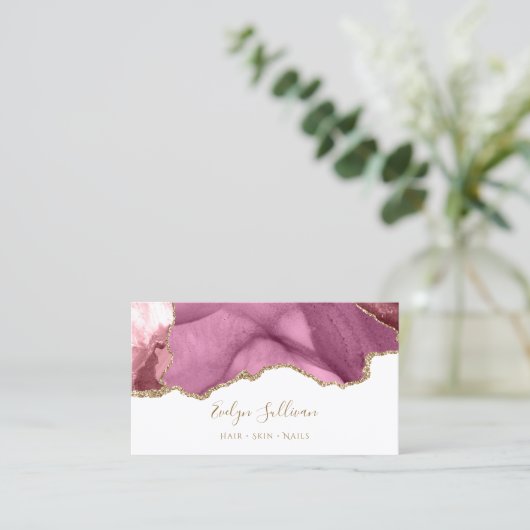 ピンクの金ゴールドアゲイト名刺 名刺 (スタンド正面)