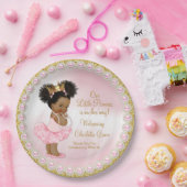 ピンクの金ゴールドアフロプリンセスベビーシャワー紙プレート ペーパープレート (パーティー)