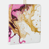 ピンクの金ゴールドアルコールのインク煙スプラッシュ セラミックオーナメント (右)