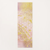 ピンクの金ゴールドインクフラワーオブライフ曼荼羅のシンボル ヨガマット (正面)