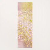 ピンクの金ゴールドインクフラワーオブライフ曼荼羅のシンボル ヨガマット (裏面)