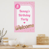 ピンクの金ゴールドウェルカムサイン ポスター (キッチン)