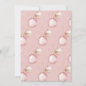 ピンクの金ゴールドエレガントオーナメントクリスマスパーティー 招待状 (裏面)