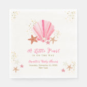 ピンクの金ゴールドエレガントシーシェルベイビーシャワー スタンダードランチョンナプキン (正面)