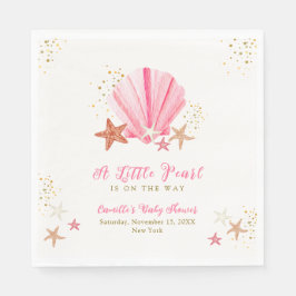 ピンクの金ゴールドエレガントシーシェルベイビーシャワー スタンダードランチョンナプキン
