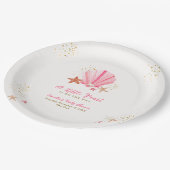 ピンクの金ゴールドエレガントシーシェルベイビーシャワー ペーパープレート (アングル)