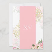 ピンクの金ゴールドエレガントフローラドレかわいらしスキンセアニェラ 招待状 (裏面)