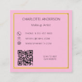 ピンクの金ゴールドエレガントロゴQRコード スクエア名刺 (裏面)